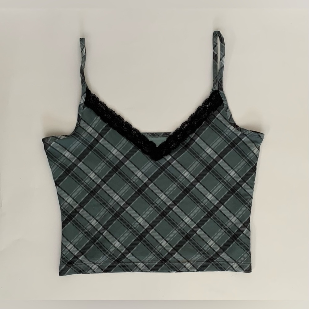 Hollister Plaid Lace Tank Top